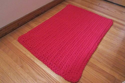 Washable Throw Rug, Rectangle Bath Mat, Red - and many other colors to choose from!