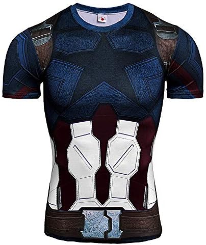 CoolMore Super Hero Compression T Shirts Short Sleeve Tops Tee for Men for Sports Gym Runing Base Layer Wearing
