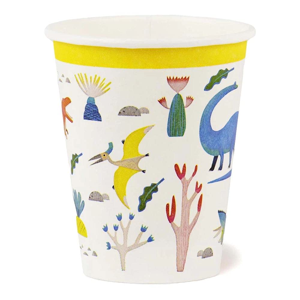 Talking Tables Pack of 8 (250ml/9oz) Dinosaur Cups | Home Recyclable & Biodegradable | Paper Tableware for Children's Birthday Party, Unisex partyware for Boys or Girls, Dinocups