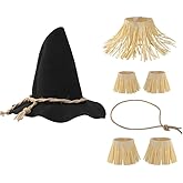 COLLECT PRESENT Classic Scarecrow Hat Straw Kit for Adults – Adjustable Size, Soft Felt Material Realistic Straw Detailing