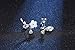 OREOLLE 18k White Gold Plated Plum Flower Earrings - Post Ear Crawler - Cuff Earrings Simulated Diamond Leaf Stud Ear Climber Jackets