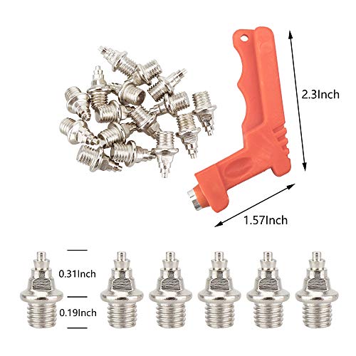 RAHATA 16 Pieces 1/4 inch Stainless Steel Track and Field Spikes for Running High Jump Long Jump with Wrench (Christmas Tree Spikes)