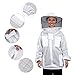 Holulo Beekeeping Jacket with Round Veil,Extra Ventilated Smock for Professionals Beekeeper,Three-Layer Network,White (XXL)