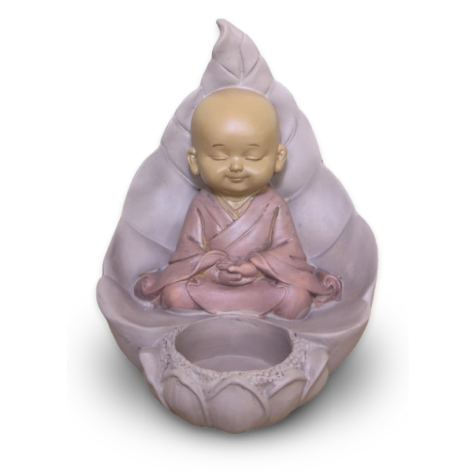 Zen Light CH02 Feng Shui Buddha Statue Candle Holder Tealight Decoration Lucky Charm Gift Idea Zen Height 13 cm Beige and Antique Pink Colour Polyresin, One Size
