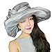LETSQK Women's Kentucky Derby Church Dress Organza Wide Brim Sun Hat