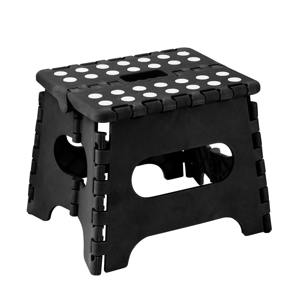Small Folding Step Stool Small Kitchen Step Tool for Kids Adults Lightweight Space Saving Easy Folding Stool Portable Foot Stool (Black)