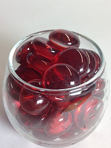 Dashington Flat Red Marbles, Pebbles (5 Pound Bag) for Vase Filler, Table Scatter, Aquarium Decor Gravel Accent