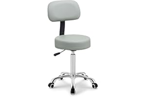 Kaleurrier Rolling Swivel Adjustable Heavy Duty Drafting Stool Chair for Salon,Medical,Office and Home uses,with Wheels and Back (Grey)