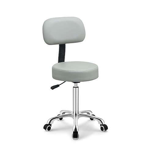 Kaleurrier Rolling Swivel Adjustable Heavy Duty Drafting Stool Chair for  Salon,Medical,Office and Home uses,with Wheels and Back (Grey) in Kuwait 