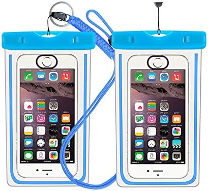 Universal Waterproof Case sunonline 2 Pack Fingerprint-Unlocking &amp; Fluorescent &amp; Ultra-Clear Waterproof Dry Bag Pouch For iPhone 7/7 Plus, Samsung Galaxy S8/S8 Plus And Devices Within 7inch