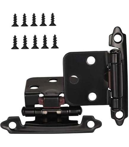 Lot De 50 Charnières D'armoires Semi-cachées – Noir Mat, 3/8" Encastrées, Acier