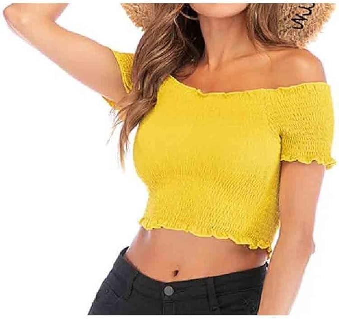 yellow crop blouse