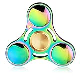 Rainbow Fidget Hand Finger Spinner, Accmor 360 Tri-Spinner Helps Focusing Colorful Zinc Alloy Fidget Toys, Stress Killing Time Toys for Kids & Adults - Stress Reducer Relieves ADHD Anxiety