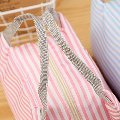 Fullwei Lunch Bag Insulated Cold Lunch Box Wide-Open Lunch Tote Bag Portable Nylon Thermal Snacks Organizer for Women Men Adults College Work Picnic Hiking Beach Fishing (Pink)