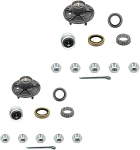 Set of 2 Trailer Idler Hub Kits 5 on 5.0” for 3,500 lbs Axle