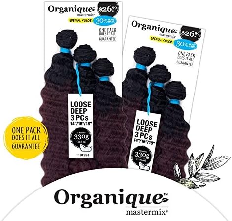 Organique MastermixLOOSE DEEP 3PCS 14"/16"/18" (1B Off Black) - Synthetic Weave