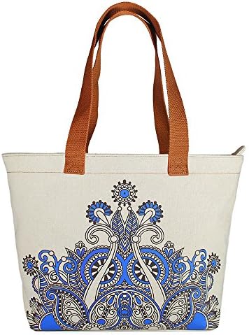 Keepast Canvas Shoulder Bag Women Handbag Unique Chinese Embroidery Totem Pattern Lady Shopping Tote Casual School Bags