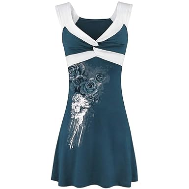 Yvelands Damen Weste Tank top T-Shirt V-Ausschnitt ärmelloses Print Cross Vest Pullover