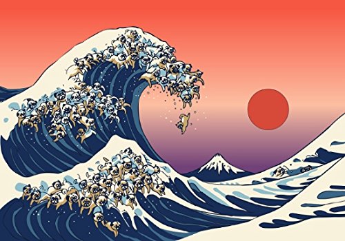 YUIEND The Great Wave Of Pug Canvas Wall Art Print 12x16 Inches