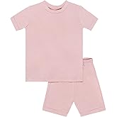 GUISBY Rayon Made from Bamboo Baby Toddler Kids Short Sleeve Top and Shorts Sets Pajamas for Boy Girl