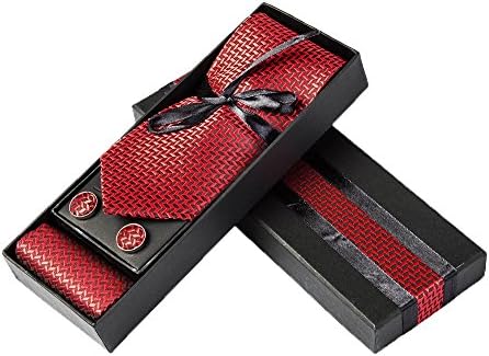 Ysiop Men Neck Ties Formal Necktie Business Neckwear Pocket Square Cufflinks Set