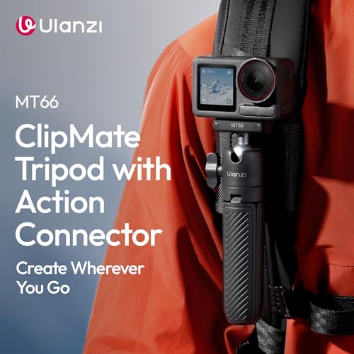 ULANZI MT66 Magnetic Mini Extension Rod Tripod for DJI Osmo Action 5 Pro/4/3/Osmo 360, with Backpack Velcro Strap for Vlog Video Recording, Multi-Modes Backpack Clip/Selfie Stick/Handle Grip