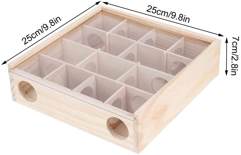 Zerodis Hamster Maze Toy, Natural Wood Rat House with Organic Glass Interactive Intelligent Small Pet Toy for Rat Mouse Mice Hamsters - Image 3