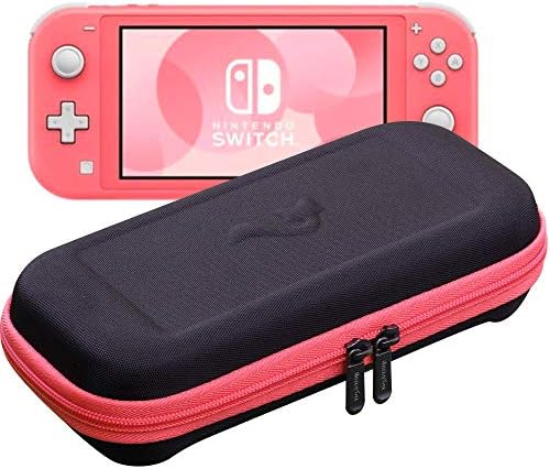 ButterFox Slim Carrying Case for Nintendo Switch Lite with 19 Game and 2 Micro SD Card Holders, Storage for Switch Lite Accessories (Coral Pink/Black)
