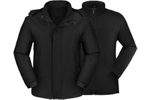 BEFAMALI Men's Waterproof 3-in-1 Ski Jacket, Winter Windproof Hooded Jacket Snow Rain Jacket with Inner Warm Coat