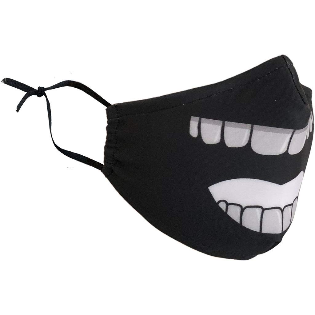 Delfina Stay Safe Reusable Face Mask Protection Washable Mouth & Nose Shield Breathable Anti Smoke Pollution Bike Motorcycle Sport (Teeth)