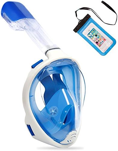 Zeeshy Snorkel Mask -Full Face Diving Snorkeling Mask 180°Panoramic Large View Easy Breath-Anti Fog & Anti Leak Diving Mask for Women,Men,Adults and Kids(White Blue-L/XL)