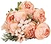 Duovlo Springs Flowers Artificial Silk Peony Bouquets Wedding Home Decoration,Pack of 1 (Spring Orange-Pink)