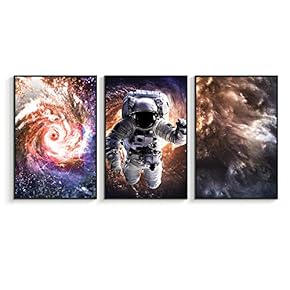 Framed Canvas Wall Art for Living Room, Bedroom Sky Space View Canvas Prints for Home Decoration Ready to Hanging - 16"x24"x3 Panels