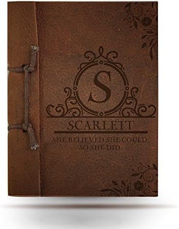 Antiqued Leather Notebook - She Believed She Could So She Did