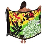 Tattoo Rasta Lion Hawaii Sarong Pareo BeachWrap Swimsuit Coverup Red/ Yellow/ Green/ Black