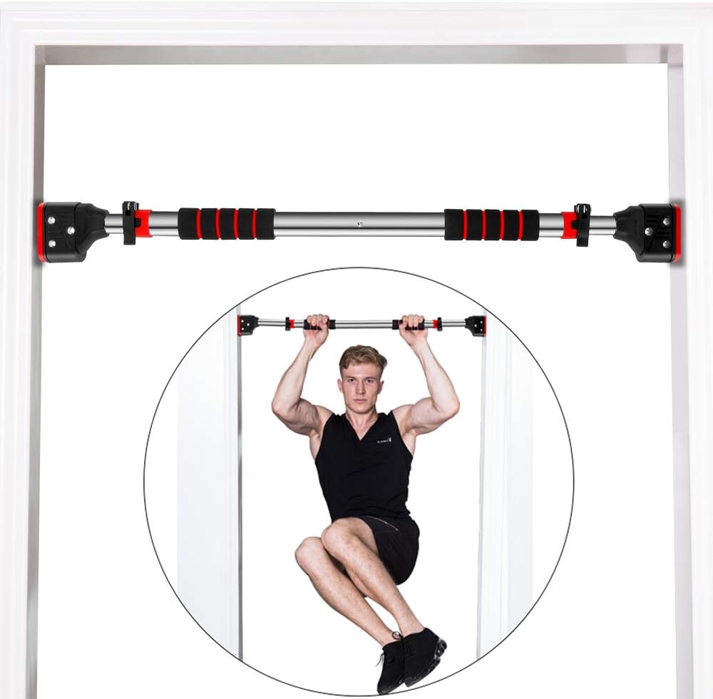 KUCATE Pull Up Bar for Doorway, Chin Up Bar No Screw with Locking Mechanism Doorway Pullup Bar Home Gym Exercise Equipment Strength Training Upper Body Workout Bar(29.1"~37.4" Adjustable Width) : Sports & Outdoors