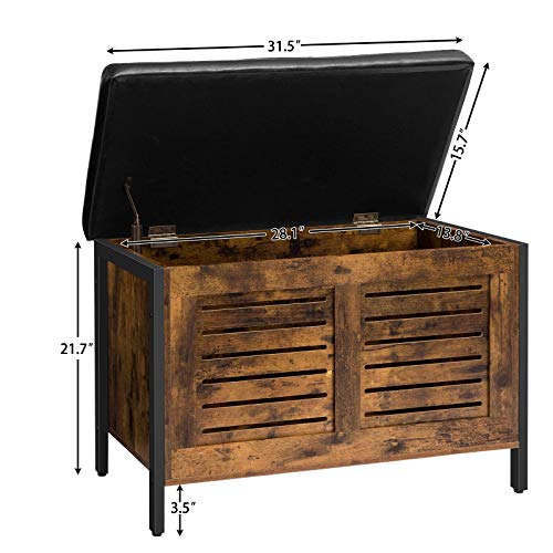 HOOBRO Storage Chest, Wooden Toy Chest, Storage Bench with Padded Seat