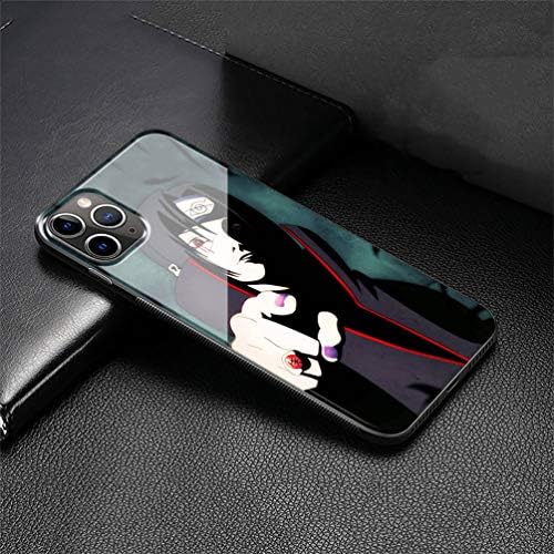 Fashion Phone Case for iPhone 11 Pro Max Cover,9H Tempered Glass Soft Silicone Back Cover Anti Scratch Bumper Design LB-107 Japanese Anime Naruto Itachi Protective Case