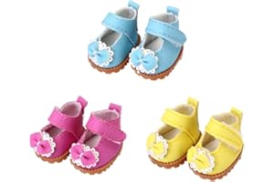 WHYS FXSN 3 Pairs of Doll Shoes Suitable for 17cm Dolls, 3 Colors Suitable for Different Clothing Styles, 17cm Doll Accessories (Colors A)