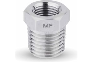MAACFLOW MAACFLOW Stainless Steel 1/4" Male NPT to 1/8" Female NPT Adapter Reducer Hex Bushing (Thread OD 0.52" - ID 0.34") (Pack of 1)