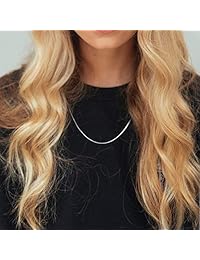 Pori Jewelers - Collar de plata de ley 925 con cadena de serpiente mágica italiana, fuerte y duradera, cierre de mosquetón, disponible en 40,6 a 30.0 in