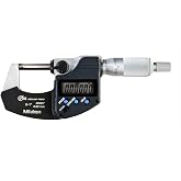 Mitutoyo 293-340-32 Coolant-Proof Digimatic Micrometer, 0-1" Range | Metric/Inch units, carbide tipped measuring faces, 0.001 mm resolution, +/-0.00005" accuracy, IP65 rating protection