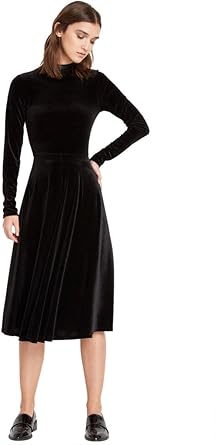 long sleeve velvet swing dress