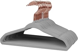 Stormix Baby Velvet Hangers, 32 Pack Children's Clothes Hangers Non-Slip Kids Hangers for Infant/Toddler Gray (Gold Hook)