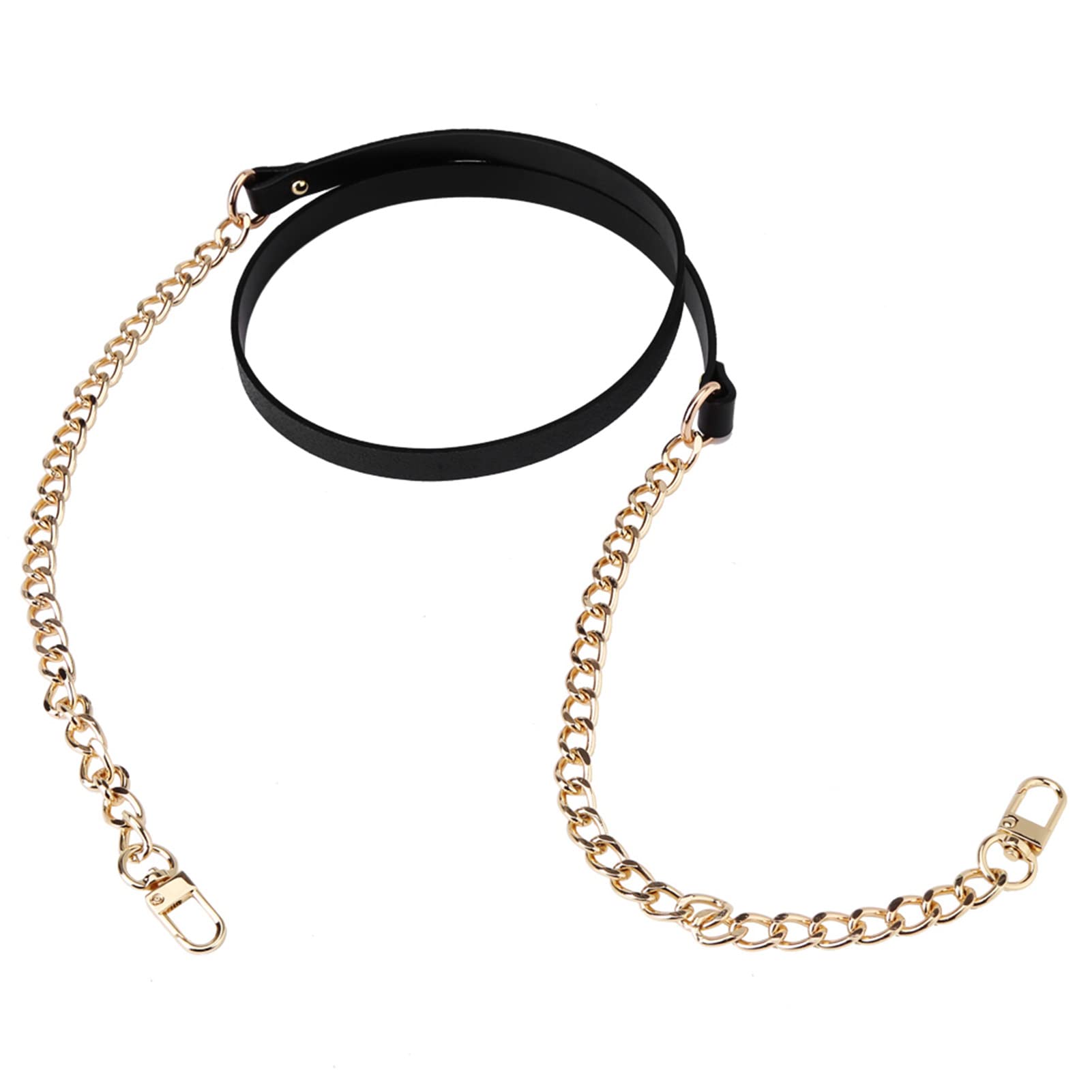 47 Inch(Black) Handbag Chain Leather Straps Chain Strap Replacement Gold Plated Metal Chain for Purse Handbags DIY Crafts for Purse Handbags DIY Crafts, 47 Inch(Black) Handcraft Materials