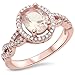 Sterling Silver Rose Gold Plated Champagne Morganite & Simulated Diamond AAA Cubic Zirconia Ring Sizes 4-11