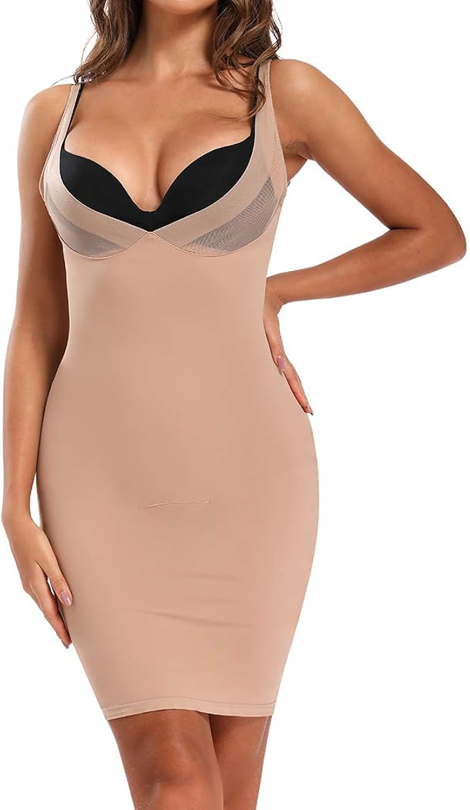 Joyshaper Control Dress Slip for Women Full Slips Black Beige Tummy