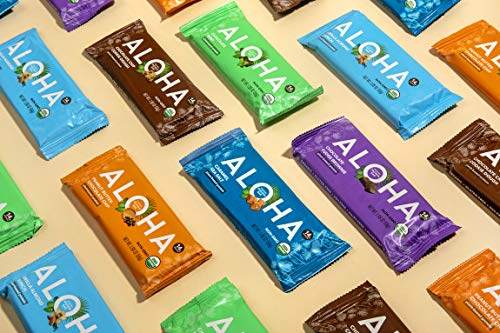 ALOHA Organic Plant Based Protein Bars |Chocolate Mint | 12 Count, 1.9oz Bars | Vegan, Low Sugar, Gluten Free, Paleo, Low Carb, Non-GMO, Stevia Free, Soy Free