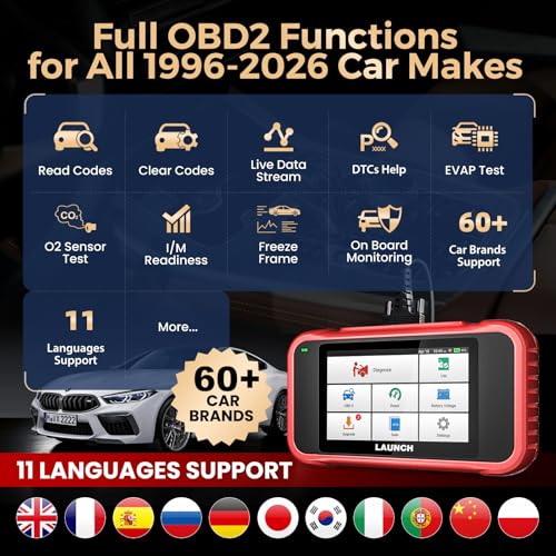 LAUNCH CRP123E OBD2 Car Diagnostic Tool Reader, Car Code Reader for Engine, ABS, SRS, Automatic Transmission, with Steering Angle Reset, Throttle Adjustment, Oil Reset, Free Lifetime Upgrade