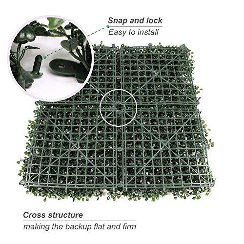 ULAND 12Pcs Pack 20" by 20" Size Artificial Faux Hedges DIY Panels, Boxwood Greenery Ivy Privacy Fence Landscaping Screening Green Wall, for Home Garden Balcony Outdoor Indoor Decoration